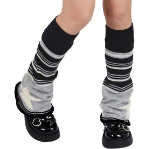 imageAmerican Trends Leg Warmers Y2k Kawaii Black White Cute Leg Warmers Y2k Goth accessories for Women Girls 80s Party SportsGrey Star