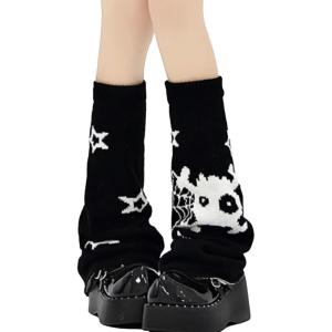 imageAmerican Trends Leg Warmers Y2k Kawaii Black White Cute Leg Warmers Y2k Goth accessories for Women Girls 80s Party SportsSkull Star