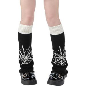 imageAmerican Trends Leg Warmers Y2k Kawaii Black White Cute Leg Warmers Y2k Goth accessories for Women Girls 80s Party SportsSpider Web