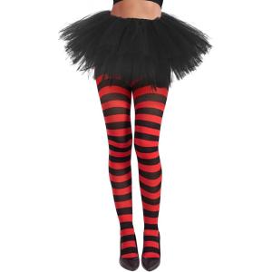 imageAmerican Trends Striped Tights for Women Witch Tights Halloween Costume Stretchy Tights Pantyhose StockingsRed Black Stripe
