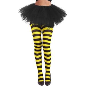 imageAmerican Trends Striped Tights for Women Witch Tights Halloween Costume Stretchy Tights Pantyhose StockingsYellow Black Stripe