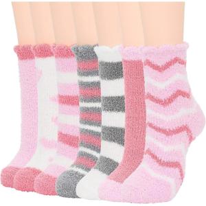 imageAmerican Trends Womens Fuzzy Socks Winter Warm Fluffy Socks Athletic Outdoor Sports Socks5 Pack Pink