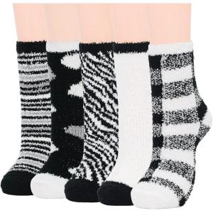 imageAmerican Trends Womens Fuzzy Socks Winter Warm Fluffy Socks Athletic Outdoor Sports Socks5 Pack White