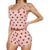 imageAmerican Trends Cute Pajamas for Women Strawberry Print Cami Top and Shorts Pj Set Two Piece Pajama Set Sleepwear Sleep SetAa Strawberry Pink