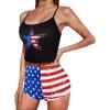 imageAmerican Trends Cute Pajamas for Women Strawberry Print Cami Top and Shorts Pj Set Two Piece Pajama Set Sleepwear Sleep SetAmerican Flag