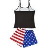 imageAmerican Trends Cute Pajamas for Women Strawberry Print Cami Top and Shorts Pj Set Two Piece Pajama Set Sleepwear Sleep SetAmerican Flag