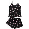 imageAmerican Trends Cute Pajamas for Women Strawberry Print Cami Top and Shorts Pj Set Two Piece Pajama Set Sleepwear Sleep SetBlack Pink Love