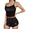 imageAmerican Trends Cute Pajamas for Women Strawberry Print Cami Top and Shorts Pj Set Two Piece Pajama Set Sleepwear Sleep SetBlack Star Moon