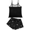 imageAmerican Trends Cute Pajamas for Women Strawberry Print Cami Top and Shorts Pj Set Two Piece Pajama Set Sleepwear Sleep SetBlack Star Moon