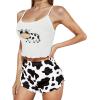 imageAmerican Trends Cute Pajamas for Women Strawberry Print Cami Top and Shorts Pj Set Two Piece Pajama Set Sleepwear Sleep SetCow Print