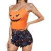 imageAmerican Trends Cute Pajamas for Women Strawberry Print Cami Top and Shorts Pj Set Two Piece Pajama Set Sleepwear Sleep SetGhost Spider Web