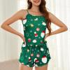 imageAmerican Trends Cute Pajamas for Women Strawberry Print Cami Top and Shorts Pj Set Two Piece Pajama Set Sleepwear Sleep SetGreen Christmas