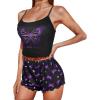imageAmerican Trends Cute Pajamas for Women Strawberry Print Cami Top and Shorts Pj Set Two Piece Pajama Set Sleepwear Sleep SetPurple