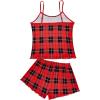 imageAmerican Trends Cute Pajamas for Women Strawberry Print Cami Top and Shorts Pj Set Two Piece Pajama Set Sleepwear Sleep SetRed Black Plaid