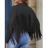 imageAmerican Trends Womens Casual Faux Leather Jacket Fringe Tops Tassel Suede Cropped Coats Motorcycle JacketBlack
