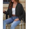 imageAmerican Trends Womens Casual Faux Leather Jacket Fringe Tops Tassel Suede Cropped Coats Motorcycle JacketBlack