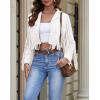 imageAmerican Trends Womens Casual Faux Leather Jacket Fringe Tops Tassel Suede Cropped Coats Motorcycle JacketWhite