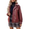 imageFaux Leather Jacket Women Brown Pleather Bomber Jacket Oversized Leather Blazer Motorcycle Jacket Biker Jacket Winter Coat Wine Red S