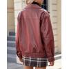 imageFaux Leather Jacket Women Brown Pleather Bomber Jacket Oversized Leather Blazer Motorcycle Jacket Biker Jacket Winter Coat Wine Red S