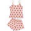 imageAmerican Trends Cute Pajamas for Women Strawberry Print Cami Top and Shorts Pj Set Two Piece Pajama Set Sleepwear Sleep SetAa Strawberry Pink