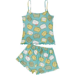 imageAmerican Trends Cute Pajamas for Women Strawberry Print Cami Top and Shorts Pj Set Two Piece Pajama Set Sleepwear Sleep SetCat