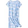 imageAmerican Trends Nightgowns for Women Cotton Night Shirts Short Sleeve Night Gown Dress Casual Pajamas Soft SleepwearBlue Moon