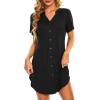 imageCotton Nightgowns for Women Casual Night Shirts for Women sleepwear Womens Short Sleeve Shirts01 Black