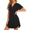 imageCotton Nightgowns for Women Casual Night Shirts for Women sleepwear Womens Short Sleeve Shirts01 Black