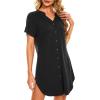 imageCotton Nightgowns for Women Casual Night Shirts for Women sleepwear Womens Short Sleeve Shirts01 Black