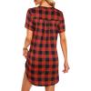 imageCotton Nightgowns for Women Casual Night Shirts for Women sleepwear Womens Short Sleeve Shirts02 Red and Black Plaid