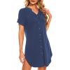 imageCotton Nightgowns for Women Casual Night Shirts for Women sleepwear Womens Short Sleeve Shirts04 Navy Blue