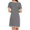 imageCotton Nightgowns for Women Casual Night Shirts for Women sleepwear Womens Short Sleeve ShirtsA Grey Pink
