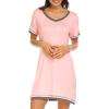 imageCotton Nightgowns for Women Casual Night Shirts for Women sleepwear Womens Short Sleeve ShirtsA Pink