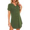 imageCotton Nightgowns for Women Casual Night Shirts for Women sleepwear Womens Short Sleeve ShirtsArmy Green