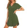 imageCotton Nightgowns for Women Casual Night Shirts for Women sleepwear Womens Short Sleeve ShirtsArmy Green