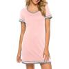 imageCotton Nightgowns for Women Casual Night Shirts for Women sleepwear Womens Short Sleeve ShirtsA Pink
