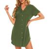 imageCotton Nightgowns for Women Casual Night Shirts for Women sleepwear Womens Short Sleeve ShirtsArmy Green