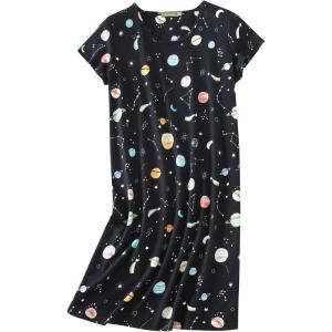 imageAmerican Trends Nightgowns for Women Cotton Night Shirts Short Sleeve Night Gown Dress Casual Pajamas Soft SleepwearBlack Planet
