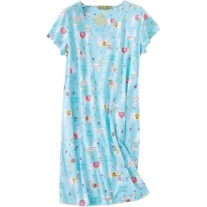 imageAmerican Trends Nightgowns for Women Cotton Night Shirts Short Sleeve Night Gown Dress Casual Pajamas Soft SleepwearBlue Alpaca