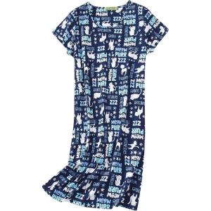 imageAmerican Trends Nightgowns for Women Cotton Night Shirts Short Sleeve Night Gown Dress Casual Pajamas Soft SleepwearBlue Cat