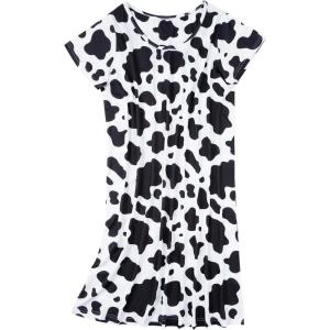 imageAmerican Trends Nightgowns for Women Cotton Night Shirts Short Sleeve Night Gown Dress Casual Pajamas Soft SleepwearCow Print