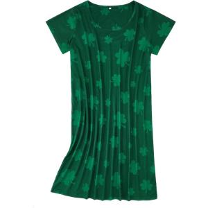 imageAmerican Trends Nightgowns for Women Cotton Night Shirts Short Sleeve Night Gown Dress Casual Pajamas Soft SleepwearGreen Print