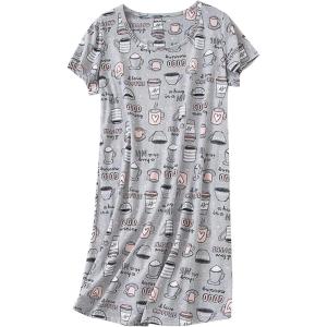 imageAmerican Trends Nightgowns for Women Cotton Night Shirts Short Sleeve Night Gown Dress Casual Pajamas Soft SleepwearGrey Cup