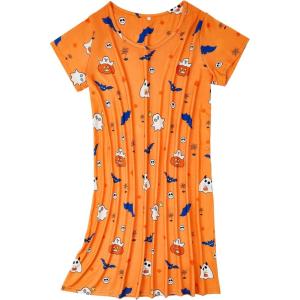 imageAmerican Trends Nightgowns for Women Cotton Night Shirts Short Sleeve Night Gown Dress Casual Pajamas Soft SleepwearHalloween Pumpkin