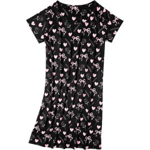 imageAmerican Trends Nightgowns for Women Cotton Night Shirts Short Sleeve Night Gown Dress Casual Pajamas Soft SleepwearHeart Bow Black