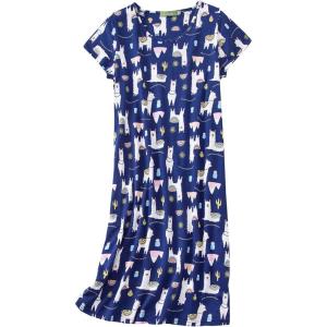 imageAmerican Trends Nightgowns for Women Cotton Night Shirts Short Sleeve Night Gown Dress Casual Pajamas Soft SleepwearNavy Alpaca