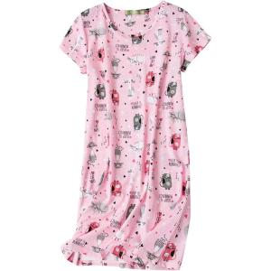 imageAmerican Trends Nightgowns for Women Cotton Night Shirts Short Sleeve Night Gown Dress Casual Pajamas Soft SleepwearPink Cat