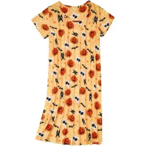 imageAmerican Trends Nightgowns for Women Cotton Night Shirts Short Sleeve Night Gown Dress Casual Pajamas Soft SleepwearPumpkin Skeleton
