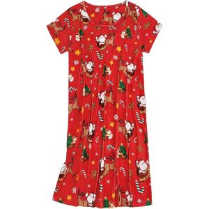 imageAmerican Trends Nightgowns for Women Cotton Night Shirts Short Sleeve Night Gown Dress Casual Pajamas Soft SleepwearSanta Claus
