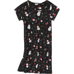 imageAmerican Trends Nightgowns for Women Cotton Night Shirts Short Sleeve Night Gown Dress Casual Pajamas Soft SleepwearSnowman on Black